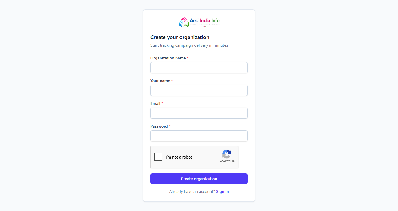 Create your organization page